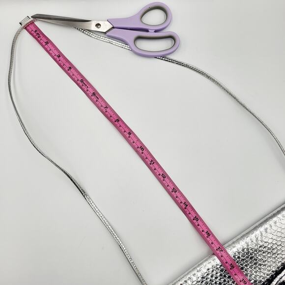 Vtg Silver Mermaid Micro Flap Faux Snake Leather Foldover Clutch Shoulder Bag - Picture 12 of 12